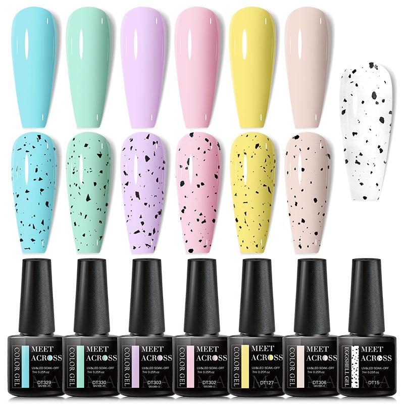 Pastel Eggshell Gel Polish Set Candy Pink Yellow Green Purple