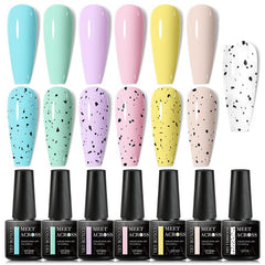 Pastel Eggshell Gel Polish Set Candy Pink Yellow Green Purple