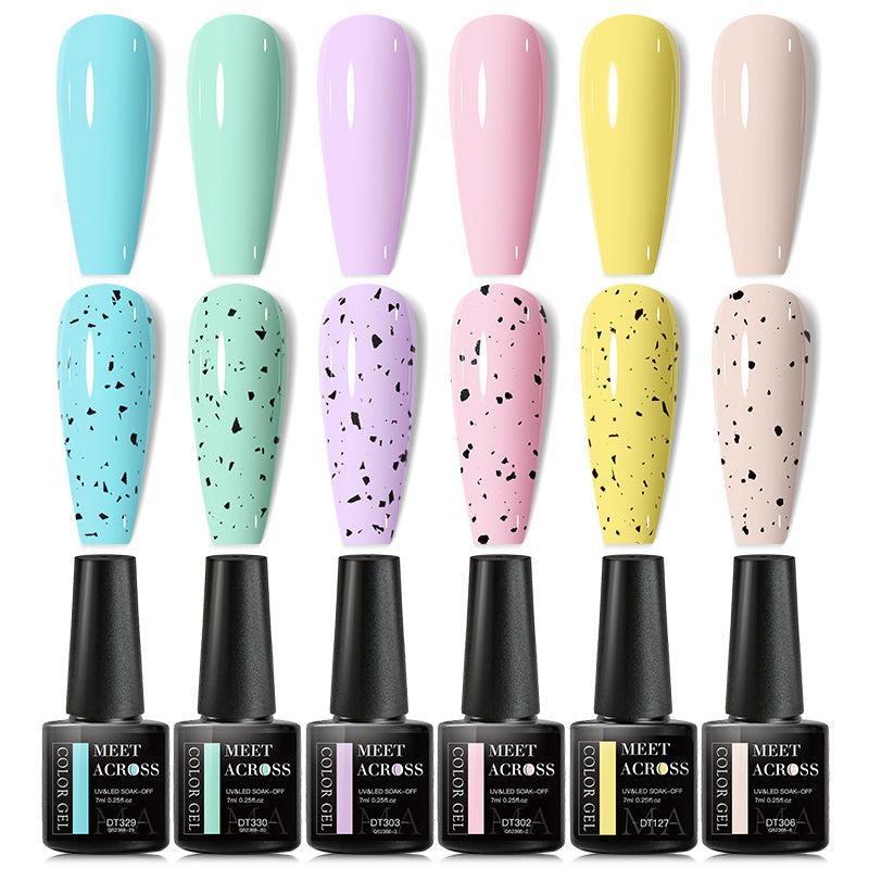 Pastel Eggshell Gel Polish Set Candy Pink Yellow Green Purple