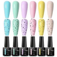 Pastel Eggshell Gel Polish Set Candy Pink Yellow Green Purple