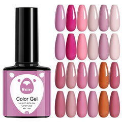 12 Colors Nude Pink Gel Nail Polish Set Soak Off No Wipe Gel Polish Kit