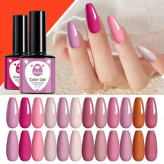 12 Colors Nude Pink Gel Nail Polish Set Soak Off No Wipe Gel Polish Kit