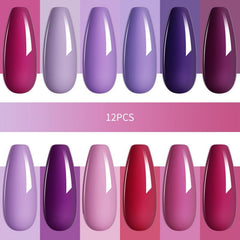 12 Colors Red Purple Collection Gel Nail Polish Starter Kit