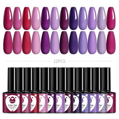 12 Colors Red Purple Collection Gel Nail Polish Starter Kit