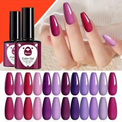 12 Colors Red Purple Collection Gel Nail Polish Starter Kit