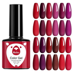 12 Colors Gel Nail Polish Starter Kit Red Purple Collection