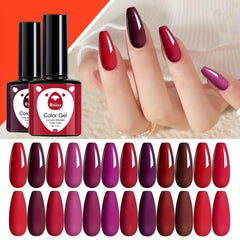 12 Colors Gel Nail Polish Starter Kit Red Purple Collection