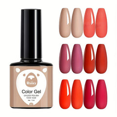 Red Gel Nail Polish Set 6 Colors Soak Off No Wipe Nail Gel Polish