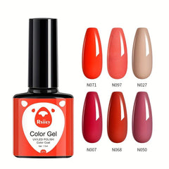 Red Gel Nail Polish Set 6 Colors Soak Off No Wipe Nail Gel Polish