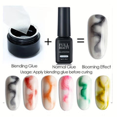 Clear Marble Watercolor Floral Print Gel Polish