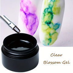 Clear Marble Watercolor Floral Print Gel Polish