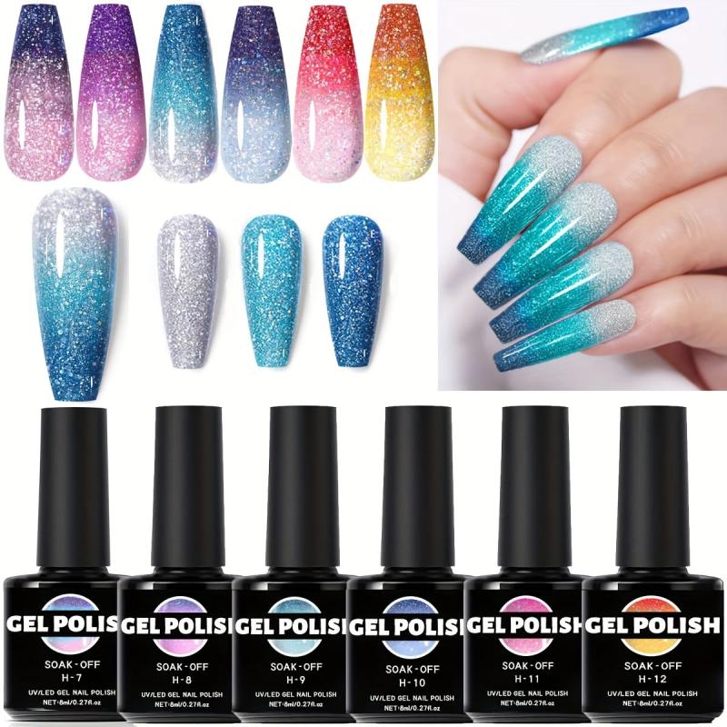 Reflective Glitter Gel Nail Polish Kit - Broken Diamond Gel Polish Set