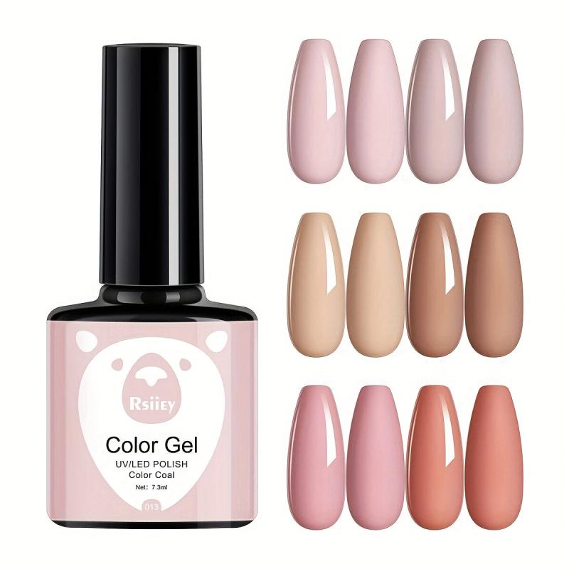 Brown Nude Gel Nail Polish Kit x6 Soak Off No Wipe Set for Fall Winter