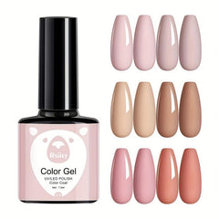 Brown Nude Gel Nail Polish Kit x6 Soak Off No Wipe Set for Fall Winter