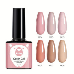 Brown Nude Gel Nail Polish Kit x6 Soak Off No Wipe Set for Fall Winter
