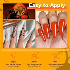 13pcs Halloween Gel Nail Polish Kit Red Orange Gel Polish