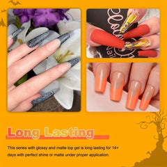 13pcs Halloween Gel Nail Polish Kit Red Orange Gel Polish