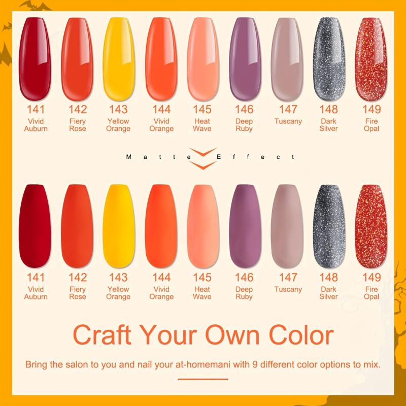 13pcs Halloween Gel Nail Polish Kit Red Orange Gel Polish