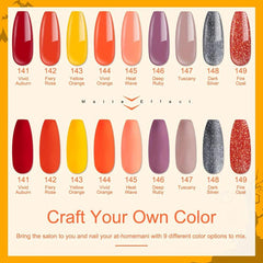 13pcs Halloween Gel Nail Polish Kit Red Orange Gel Polish