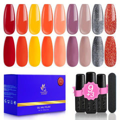 13pcs Halloween Gel Nail Polish Kit Red Orange Gel Polish