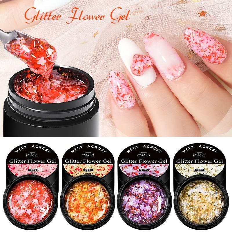 Glitter Flower Gel Polish Long Lasting Nail Polish for Women