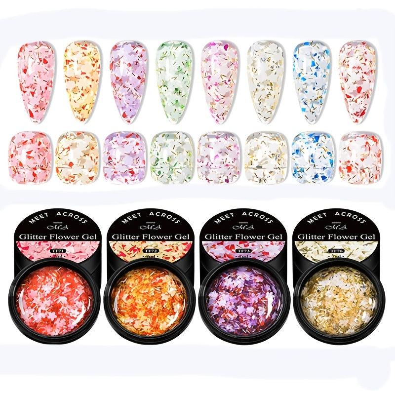 Glitter Flower Gel Polish Long Lasting Nail Polish for Women