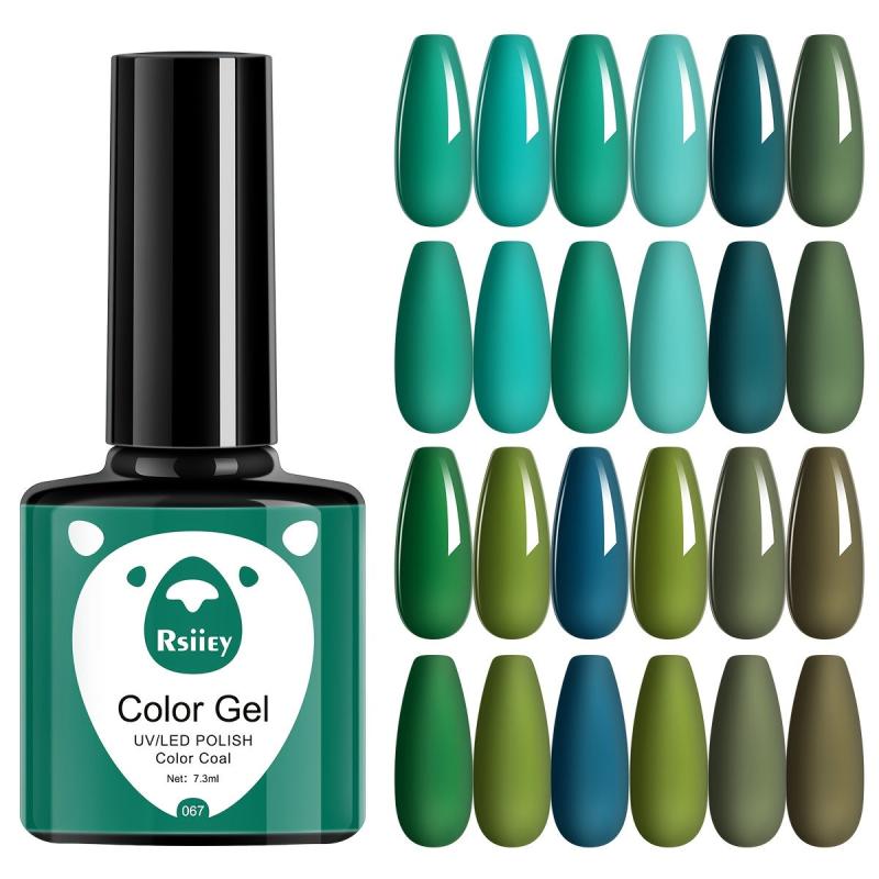 12 Colors Green Gel Nail Polish Set