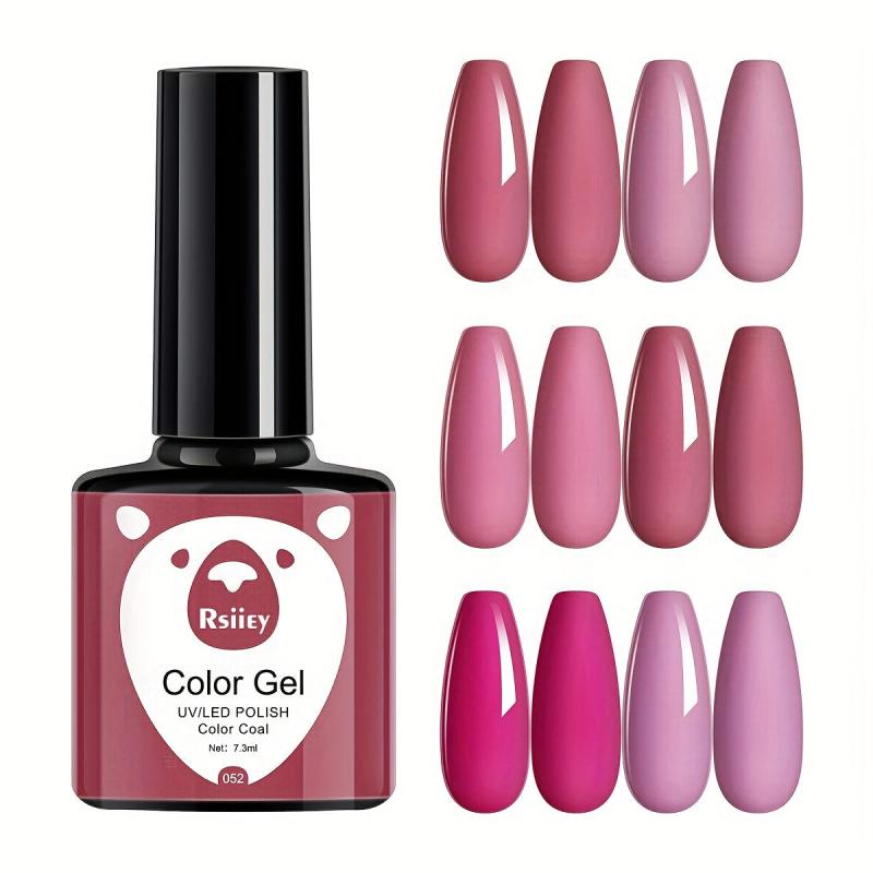 Nude Pink Gel Nail Polish Set Soak Off No Wipe Home Salon Kit