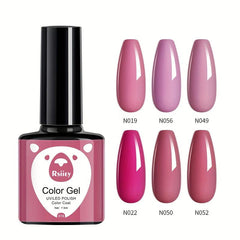 Nude Pink Gel Nail Polish Set Soak Off No Wipe Home Salon Kit