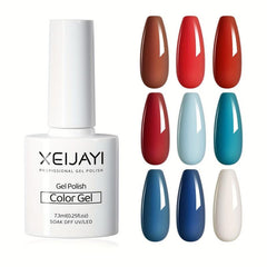 Red Gel Nail Polish Kit - 9 Colors Soak Off No Wipe Set