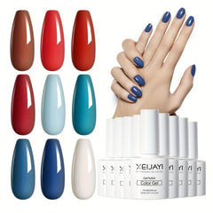 Red Gel Nail Polish Kit - 9 Colors Soak Off No Wipe Set