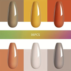 6 Colors Gel Nail Polish Starter Kit Gray Orange Collection Soak Off
