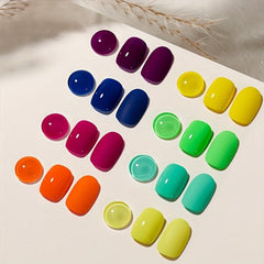 Summer Macaroon Gel Nail Polish Set - Hot Pink Green Yellow
