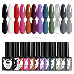 12 Colors Gel Nail Polish Starter Kit Pink Green Soak Off No Wipe Gel Set