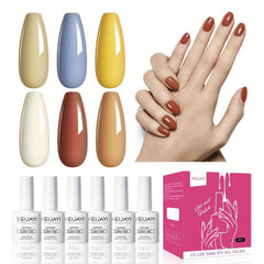 6 Colors Gel Nail Polish Starter Kit Yellow Soak Off No Wipe Nail Gel Polish Set