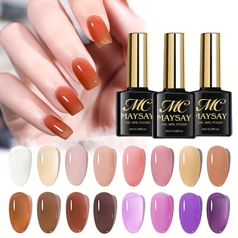 16 Colors Translucent Sheer Gel Nail Polish Home Salon Art DIY