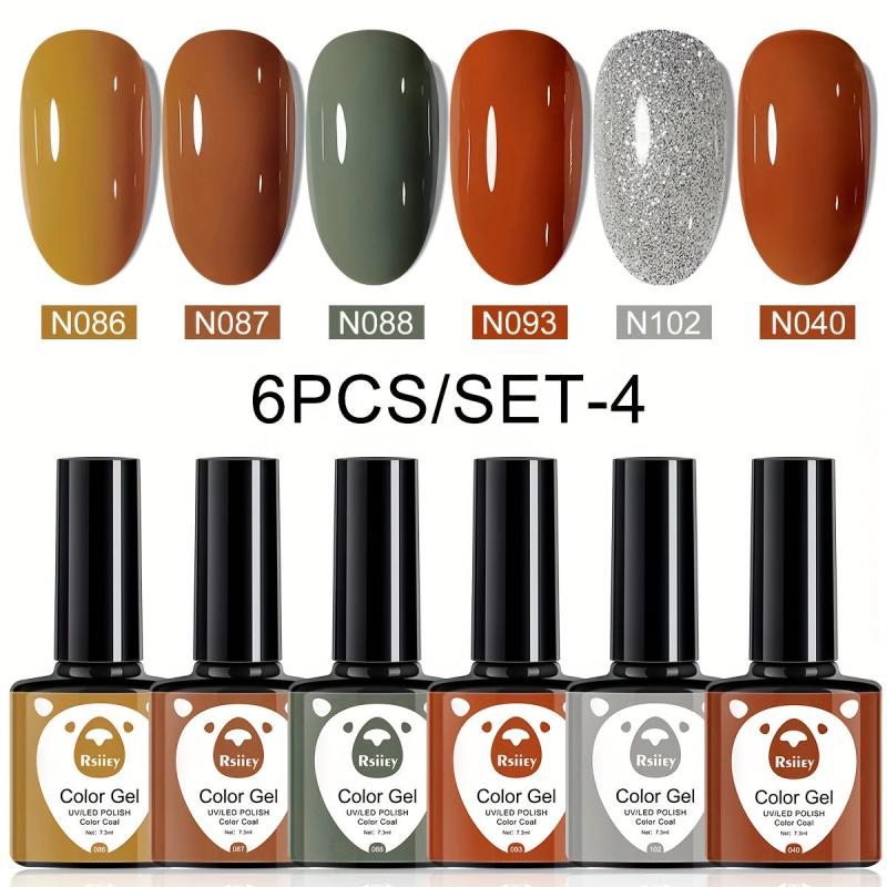 6-Color Gel Nail Polish Kit for Halloween & Christmas Nail Art
