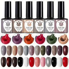 6-Color Gel Nail Polish Kit for Halloween & Christmas Nail Art