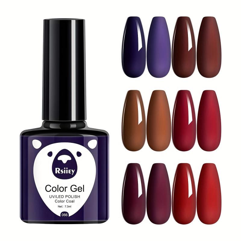 Red Brown Gel Nail Polish Set 6 Colors Soak Off No Wipe