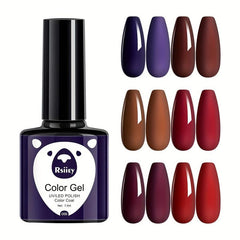 Red Brown Gel Nail Polish Set 6 Colors Soak Off No Wipe