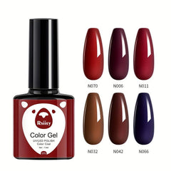 Red Brown Gel Nail Polish Set 6 Colors Soak Off No Wipe