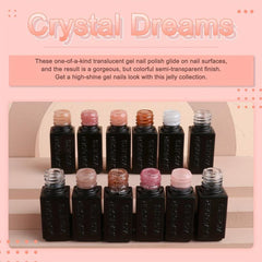 13pcs Jelly Pink Gel Polish Kit with Base Top Matte Coat Nail File