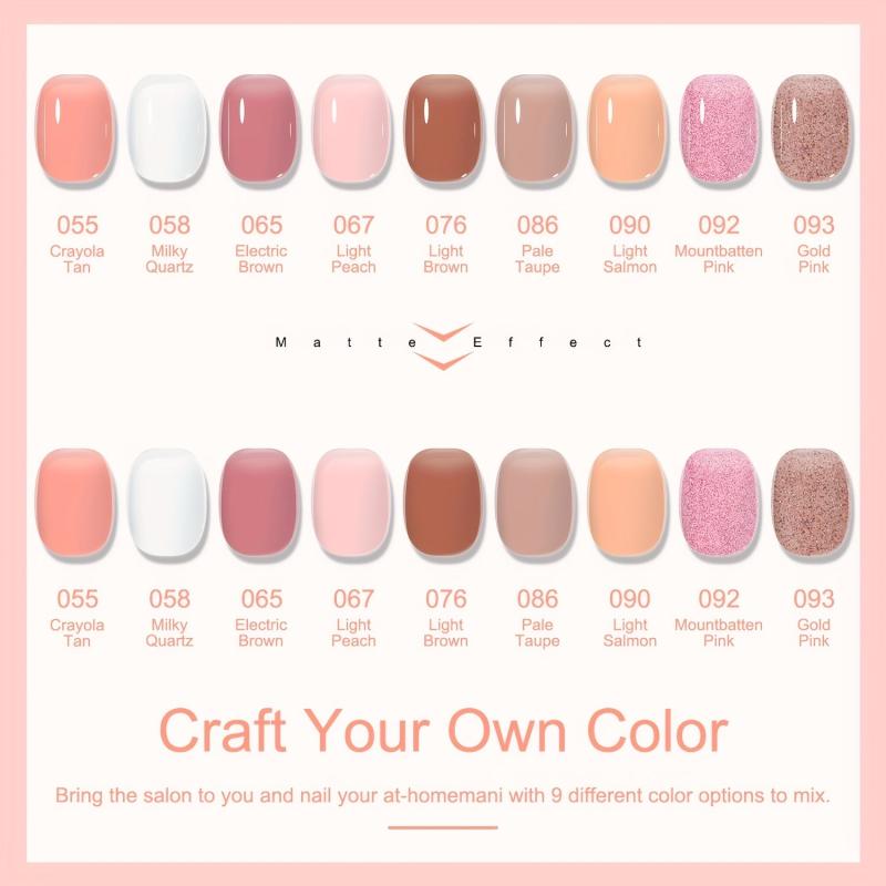 13pcs Jelly Pink Gel Polish Kit with Base Top Matte Coat Nail File