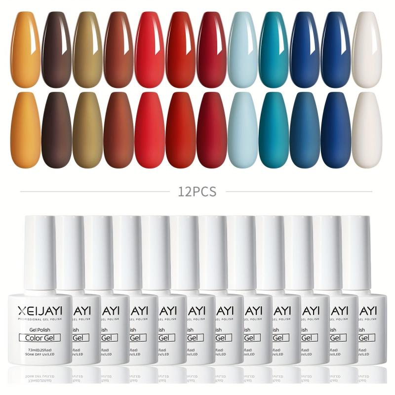 Nude Brown Gel Polish Set 12 Colors Soak Off No Wipe Kit