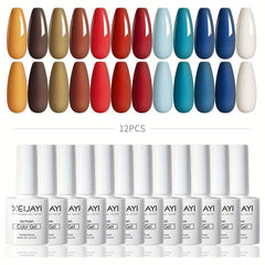 Nude Brown Gel Polish Set 12 Colors Soak Off No Wipe Kit