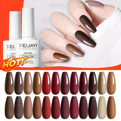 Nude Brown Gel Polish Set 12 Colors Soak Off No Wipe Kit