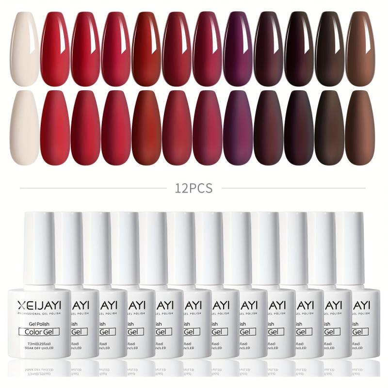 Nude Brown Gel Polish Set 12 Colors Soak Off No Wipe Kit