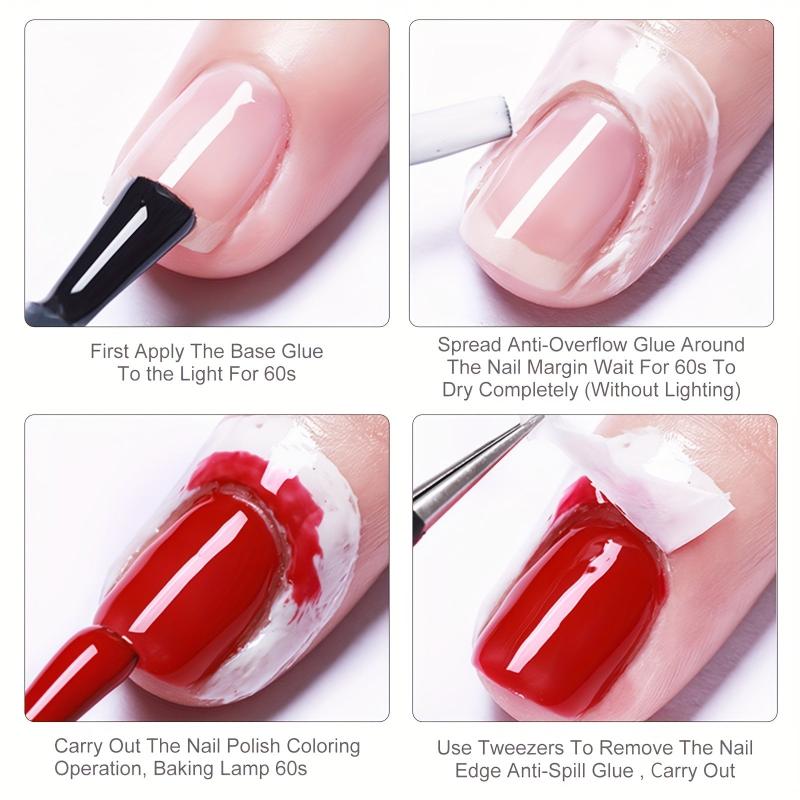 3pcs Nail Art Anti Overflow Base Coat Liquid Tape Nail Gel Peel Off Polish