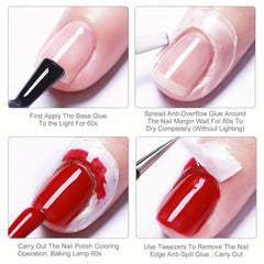 3pcs Nail Art Anti Overflow Base Coat Liquid Tape Nail Gel Peel Off Polish