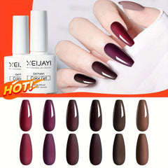 6 Colors Gel Nail Polish Starter Kit Purple Brown Collection